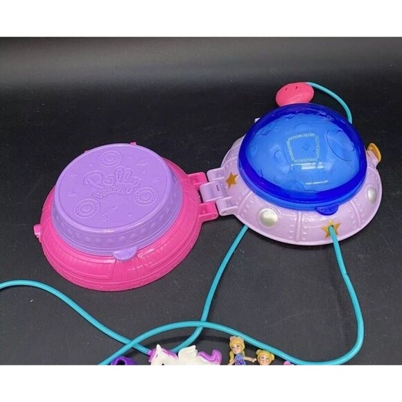 Polly Pocket Lot 3 Compacts Space UFO Compact Flamingo Hedgehog Cafe 20+ Parts - Picture 7 of 12